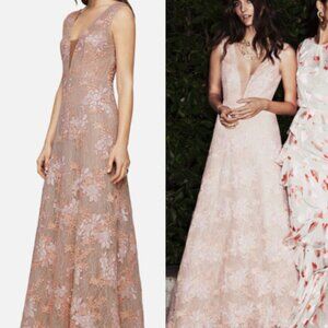 NWT BCBG MAXAZRIA Brea Lace tulle gown dress light cameo combo pink size 8
